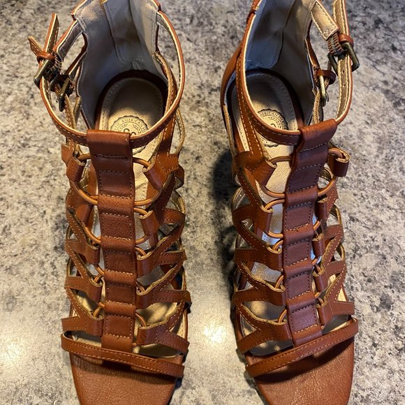SO GLADIATOR BROWN LEATHER SANDALS WOMEN'S SIZE 10 - Picture 2 of 6